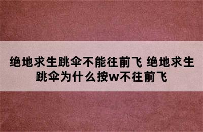 绝地求生跳伞不能往前飞 绝地求生跳伞为什么按w不往前飞